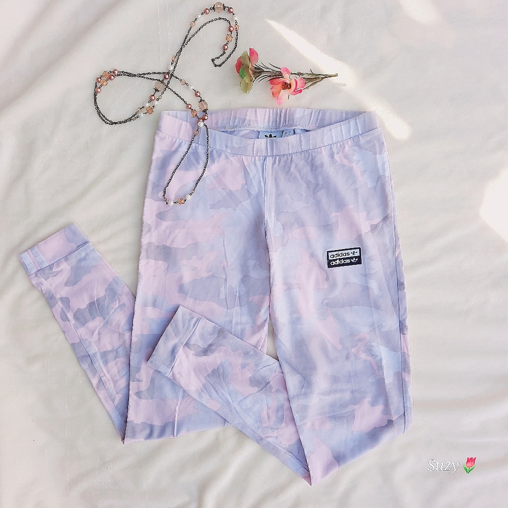 ADIDAS Pink Pastel 'n Grey Camo Joggers Leggings, Soft